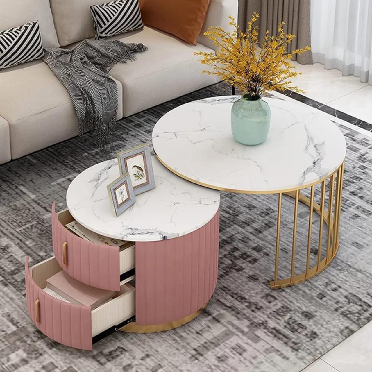 Angel Pink SS Nesting Centre Table