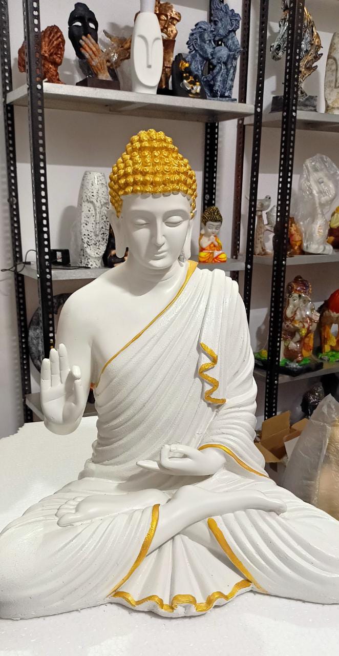 PC Home Decor | Buddha Statue, White and Yellow
