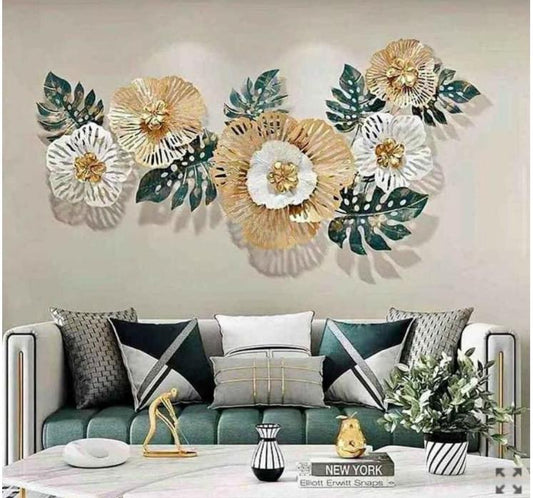 Multicolor Metal Flower Wall Hanging Art for Living Room