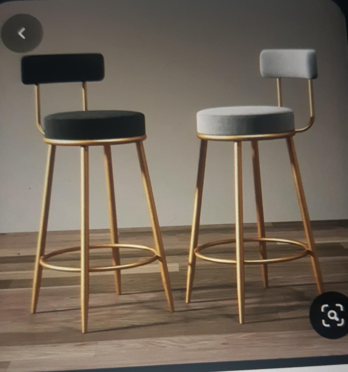 PC Home Decor | Set of 2 Steel Golden Bar Chairs, Black and Grey