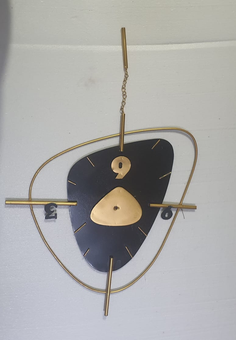 PC Home Decor | Plectrum Shaped Wall Clock, Blue and Gold