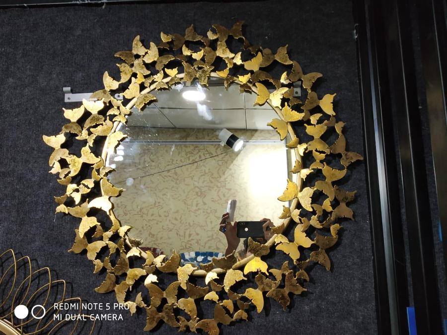 PC Home Decor | Golden Butterfly Medium Circular Mirror, Gold