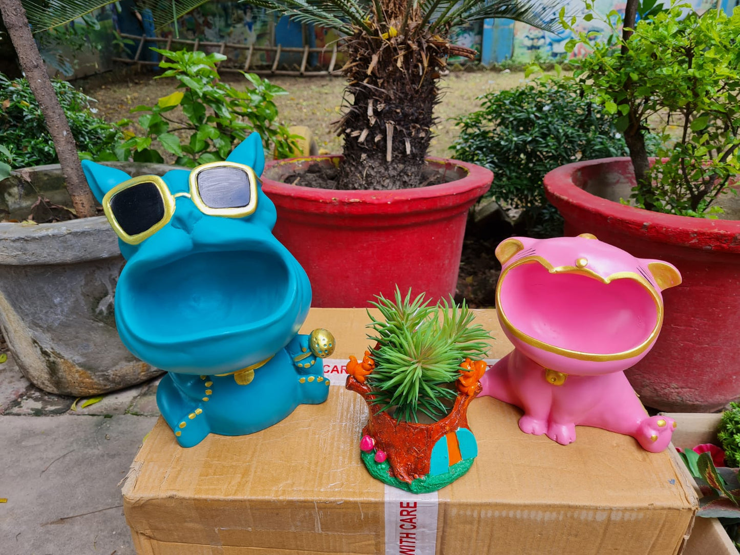 PC Home Decor | Set of 3 Hungry Pet Candy Server, Pink and Blue