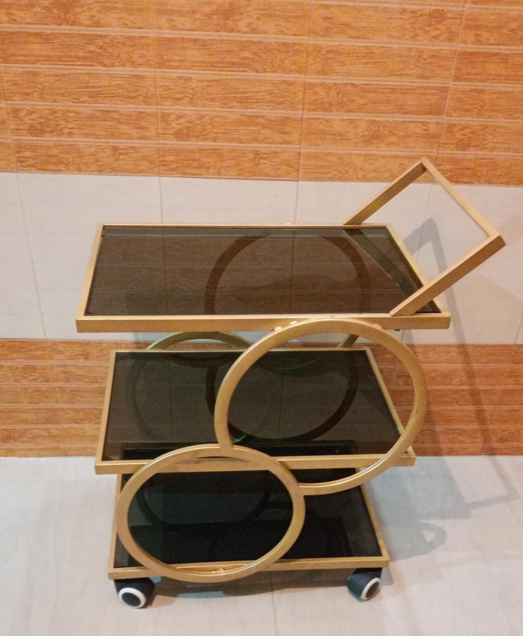 Bar Trolly, Gold and Black | Stylish and Functional Beverage Cart