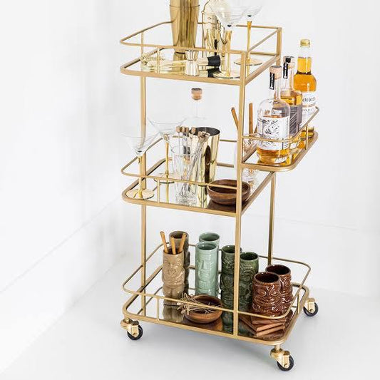PC Home Decor | 3 Level Serving Trolley, Gold