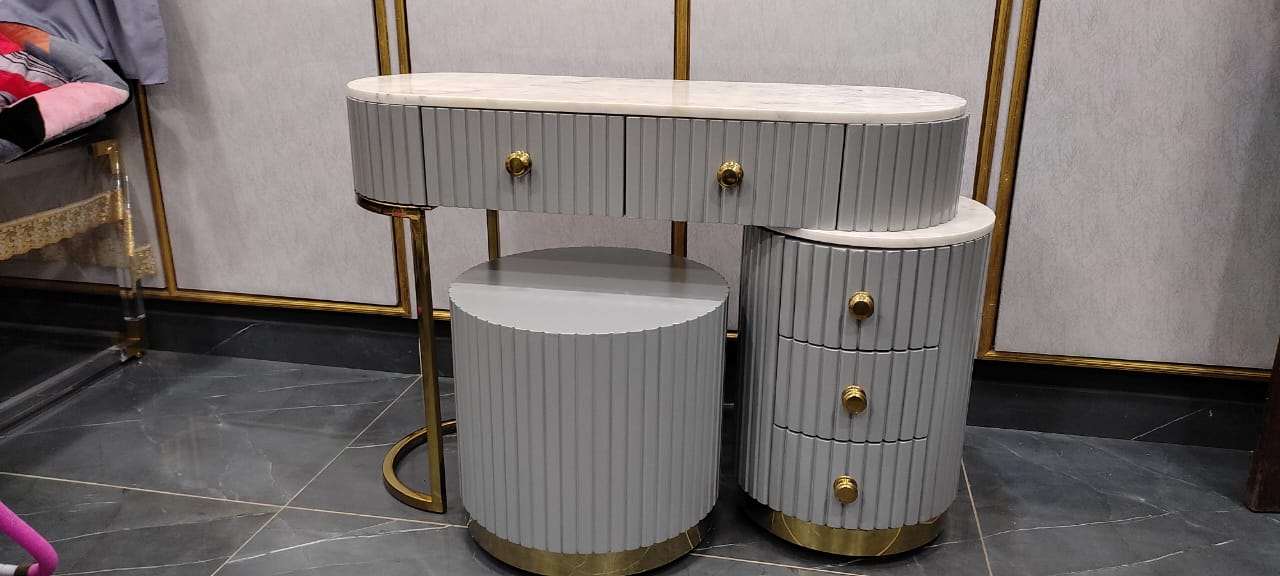 Dressing Table With Stool and Drawer,Grey