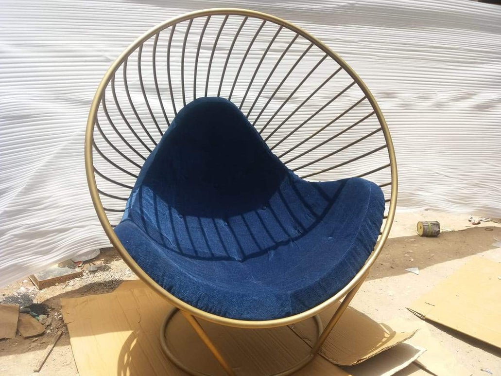PC Home Decor | Sofa Chair, Gold and Navy Blue
