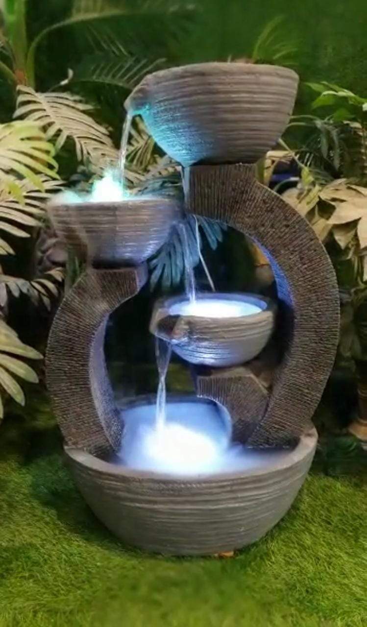 PC Home Decor | C Shape Fountain with LED, Grey