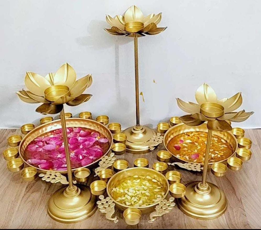 PC Home Decor | Set of 6 Urli Candle Stand, gold