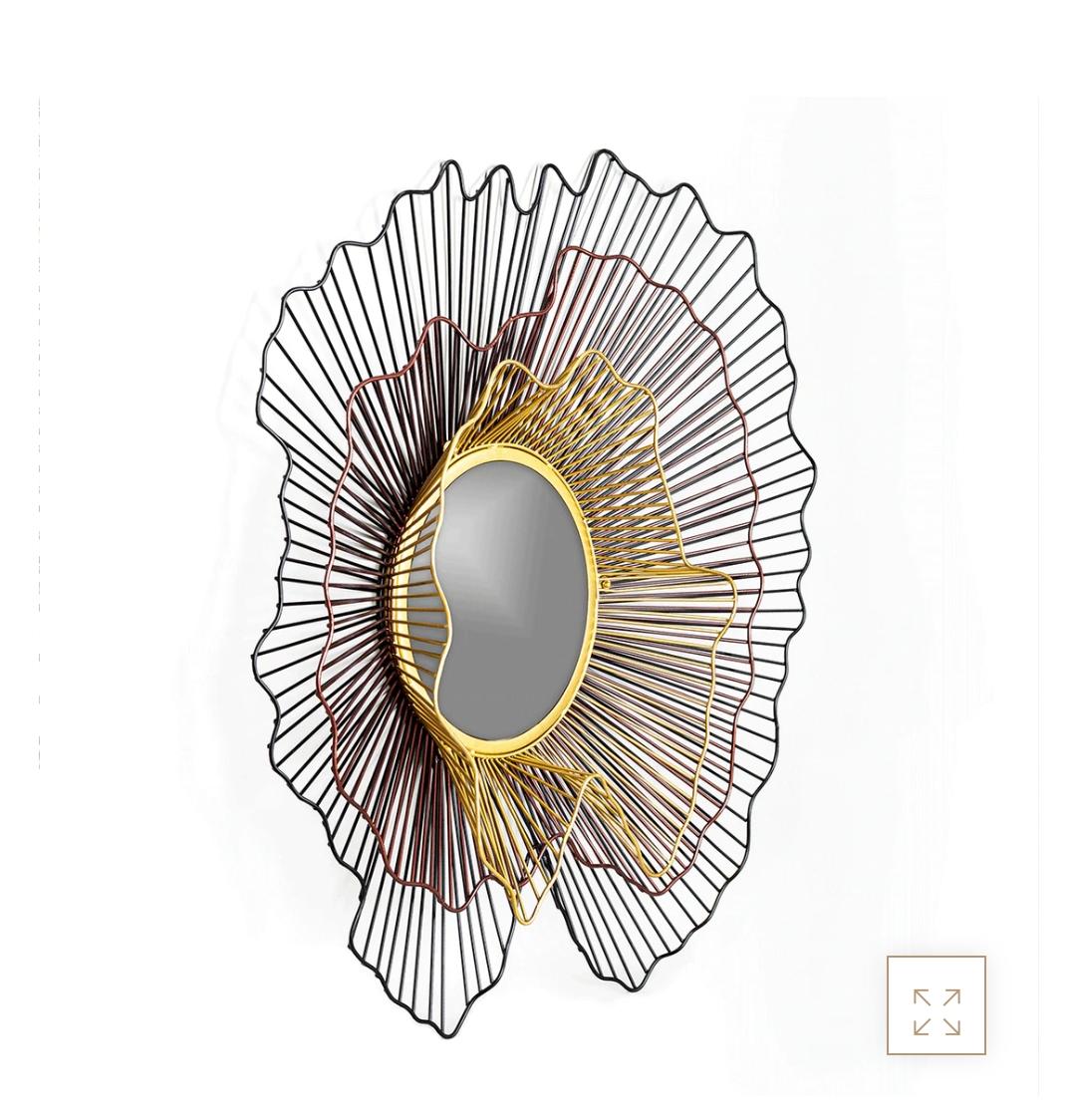 PC Home Decor | Large Minimal Flower Shape Circular Mirror, Gold