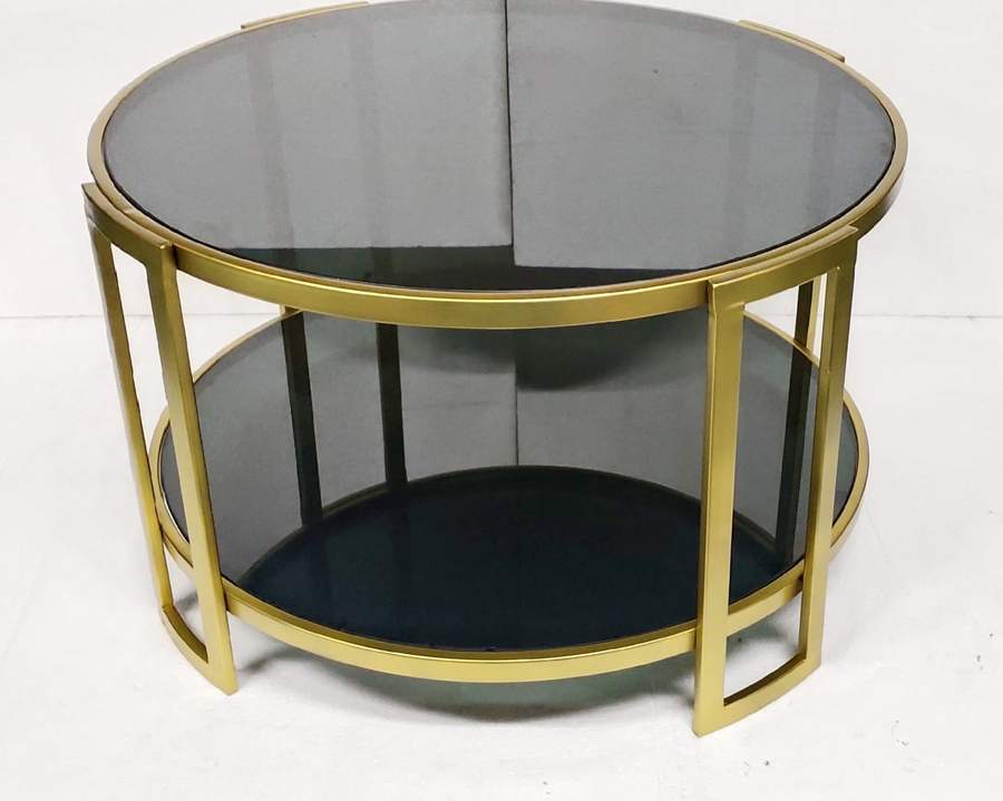 Iron Center Table with Glass Top, Bold and Black