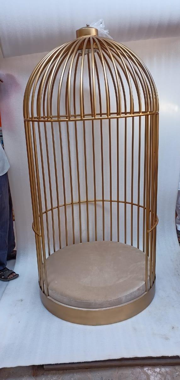 PC Home Decor Stainless Steel Bird Cage Design Sofa, Gold