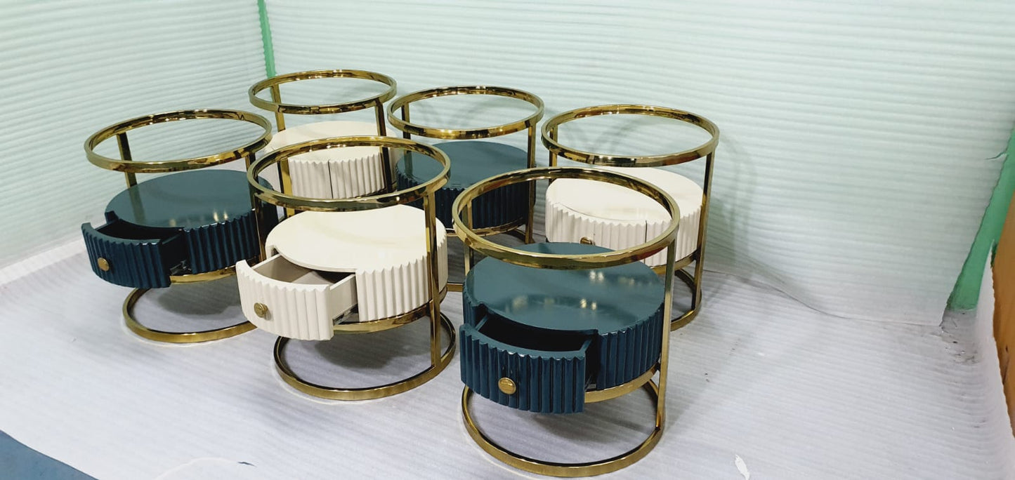 Stainless Steel Side Table With Storage