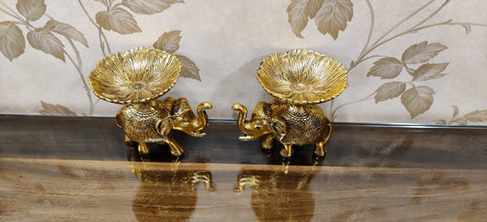 Gold Plated Elephant Bowl