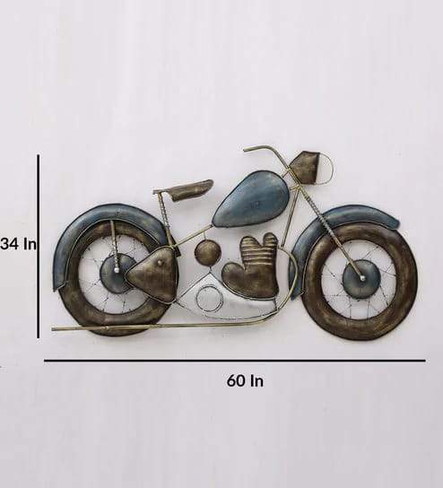 Vintage Metallic Blue Bike Wall Decor