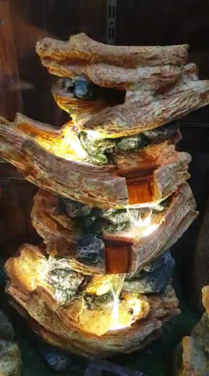 PC Home Decor | Spiral Waterfall Fibre Fountain, Brown