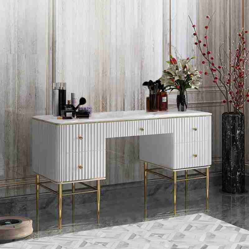 White Dressing Table With Stool and Mirror