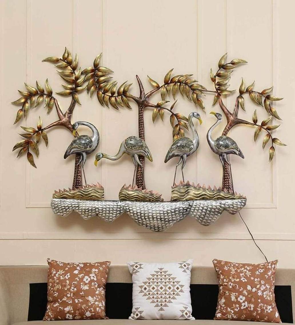 4 Crane Home Decor with LED | Wall Hanging-Wall Art, Multicolor, 36*2*54 Inch