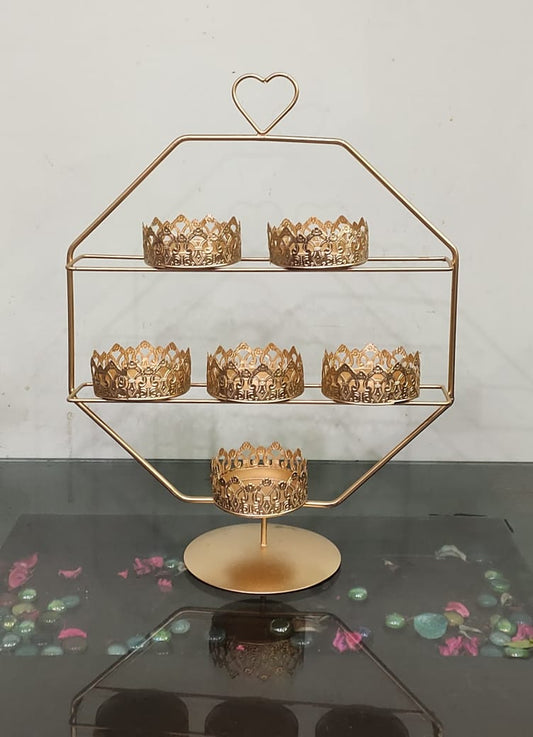 PC Home Decor | Metal 6 Cups Cake Stand, gold