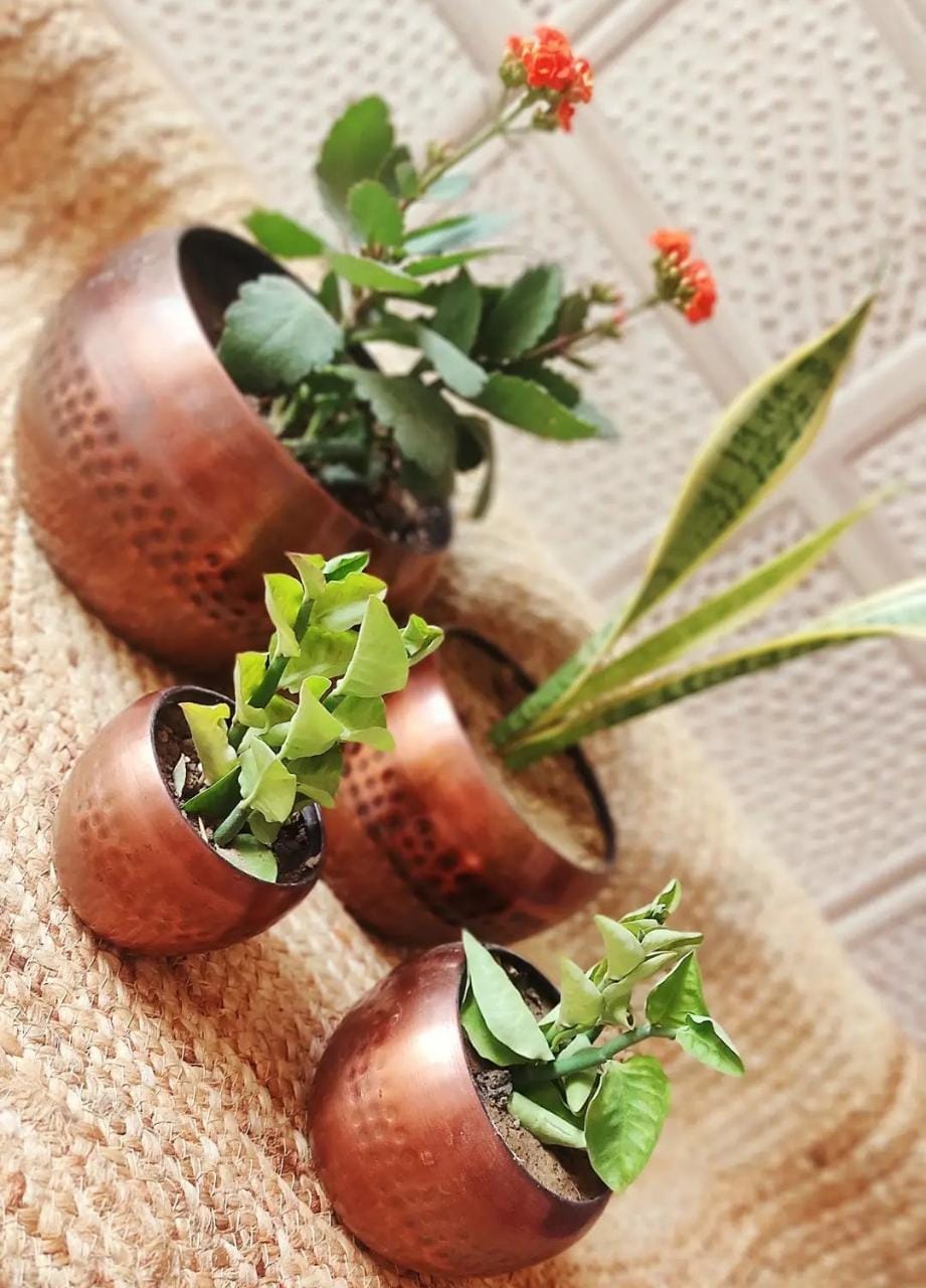 PC Home Decor | Set of 4 Copper Planter Set
