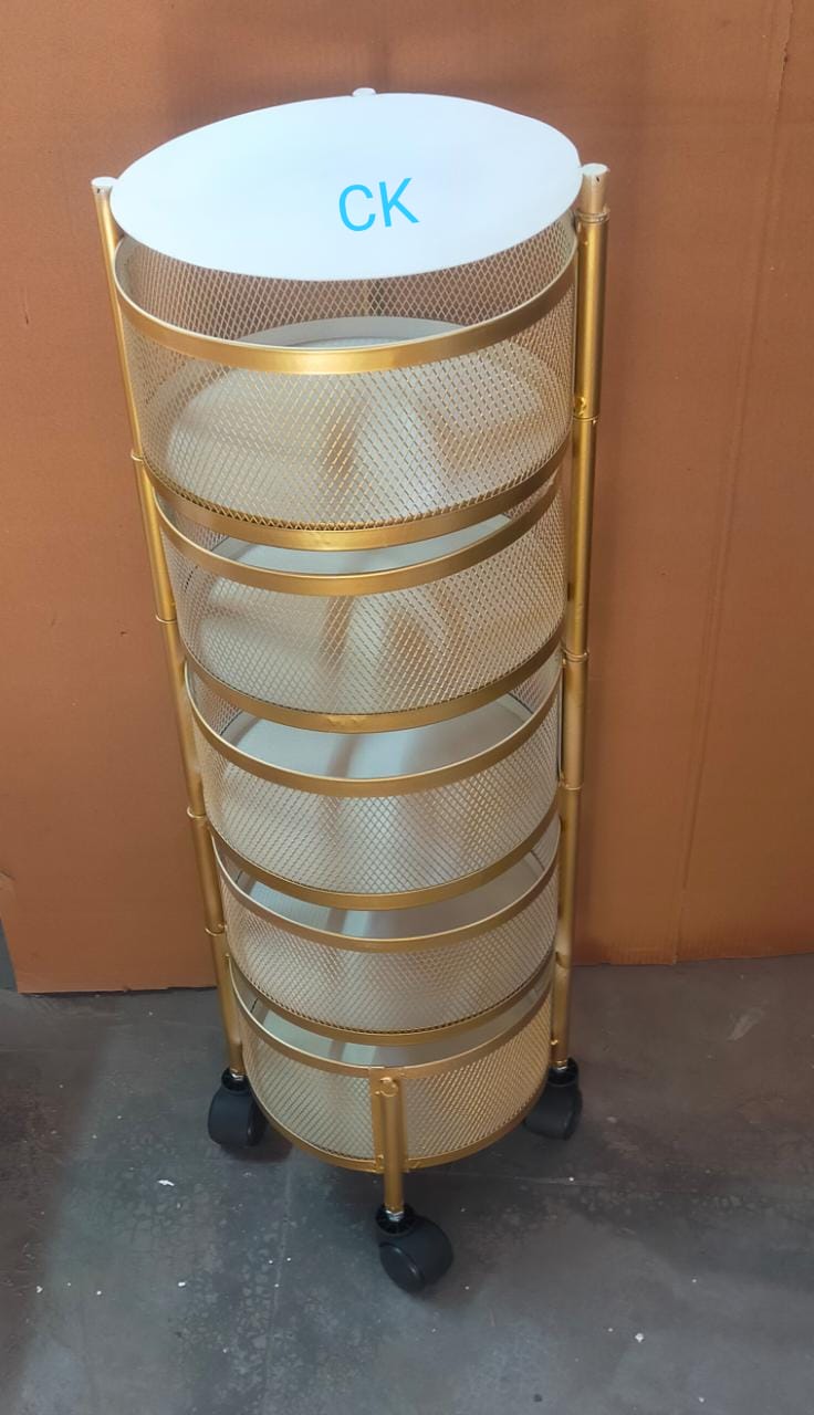 Multi Storage Rotating Stand, Gold and White