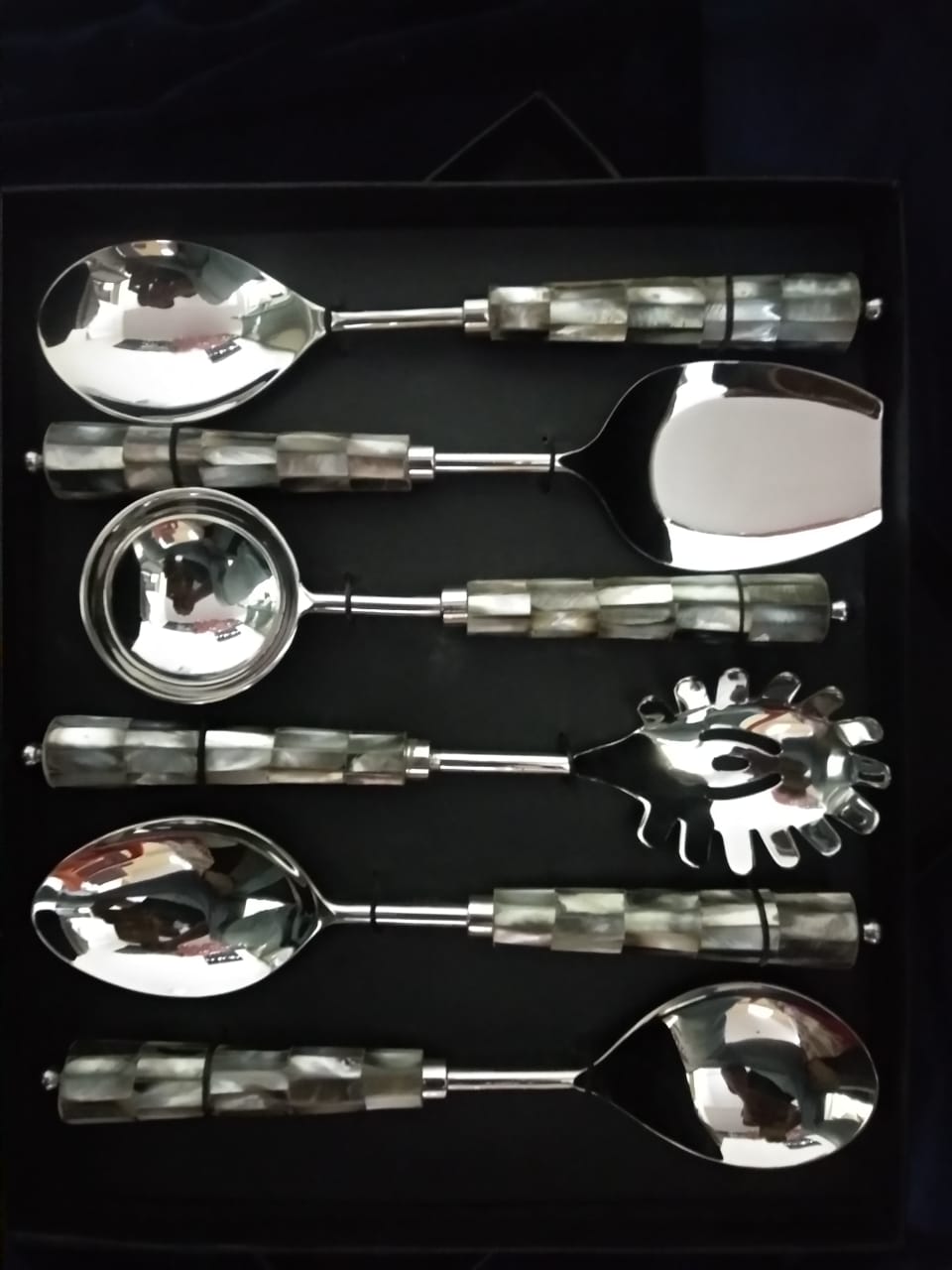 Exclusive Black Mother Of Pearl Serving Spoons With set of 6pcs