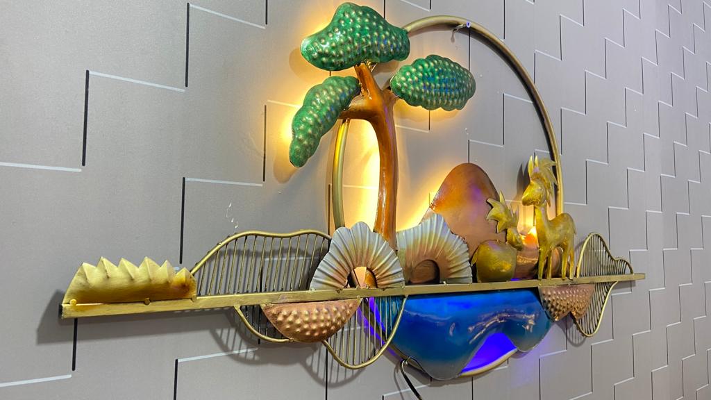 Abstract Design Deer Metal Wall Decor Art With LED Light