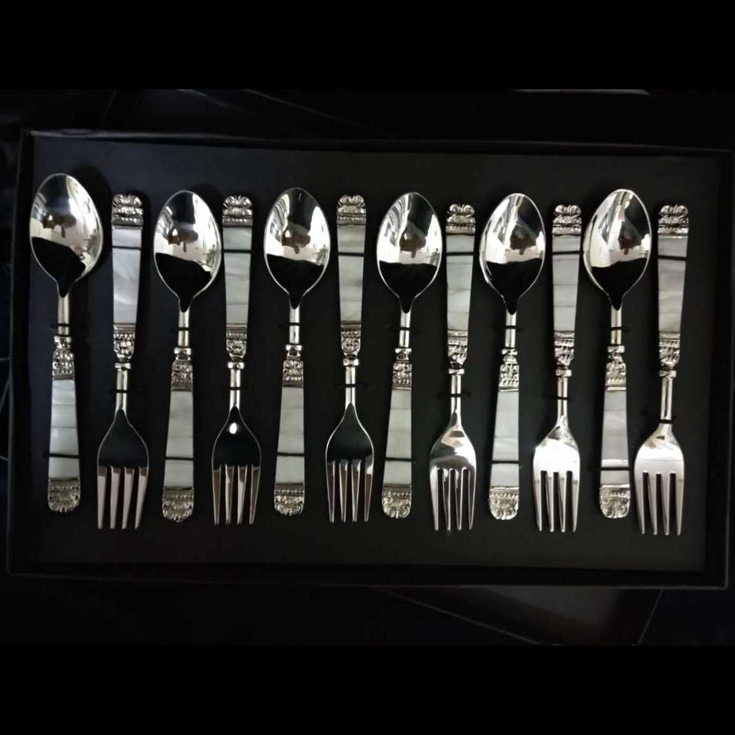 Serve Your Dinner With Flat MOP Stainless Steel Design Cutlery Now Available At Combo Discount (Serving Spoon 6pcs +Dinner Spoon 12pcs)