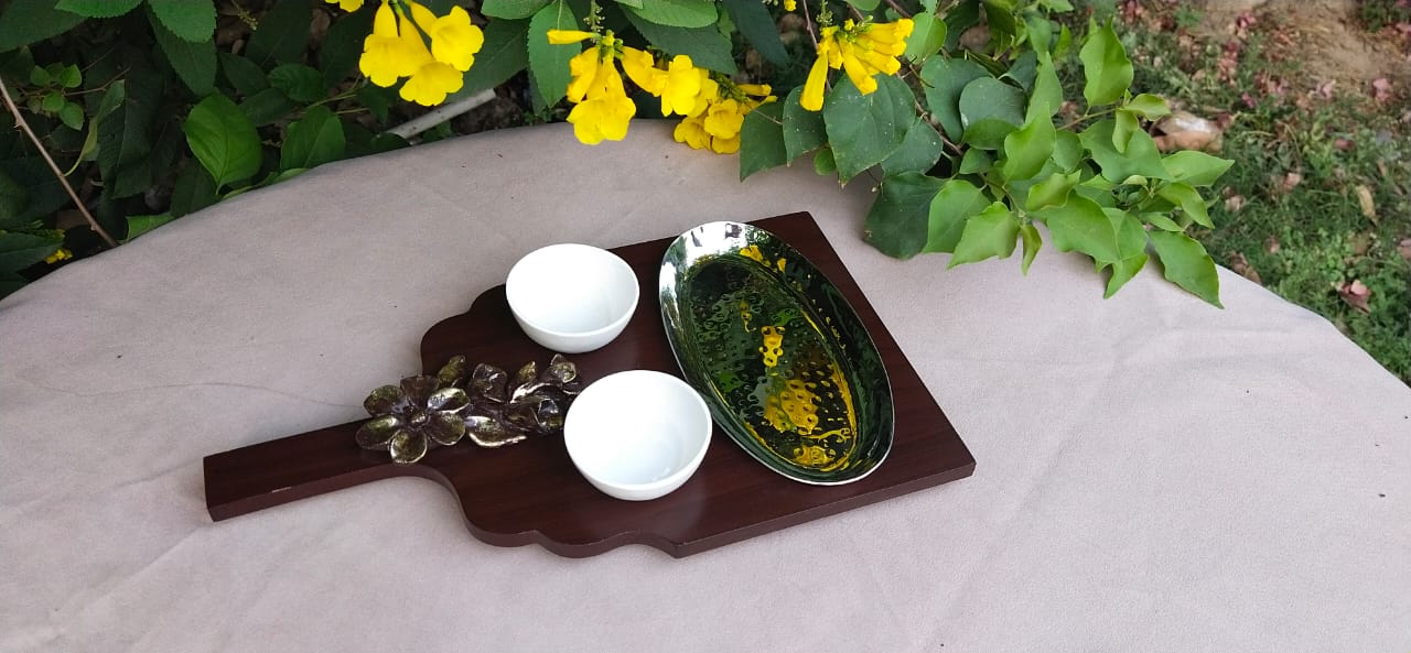 PC Home Decor | Wooden platter with handle, Cups and tray