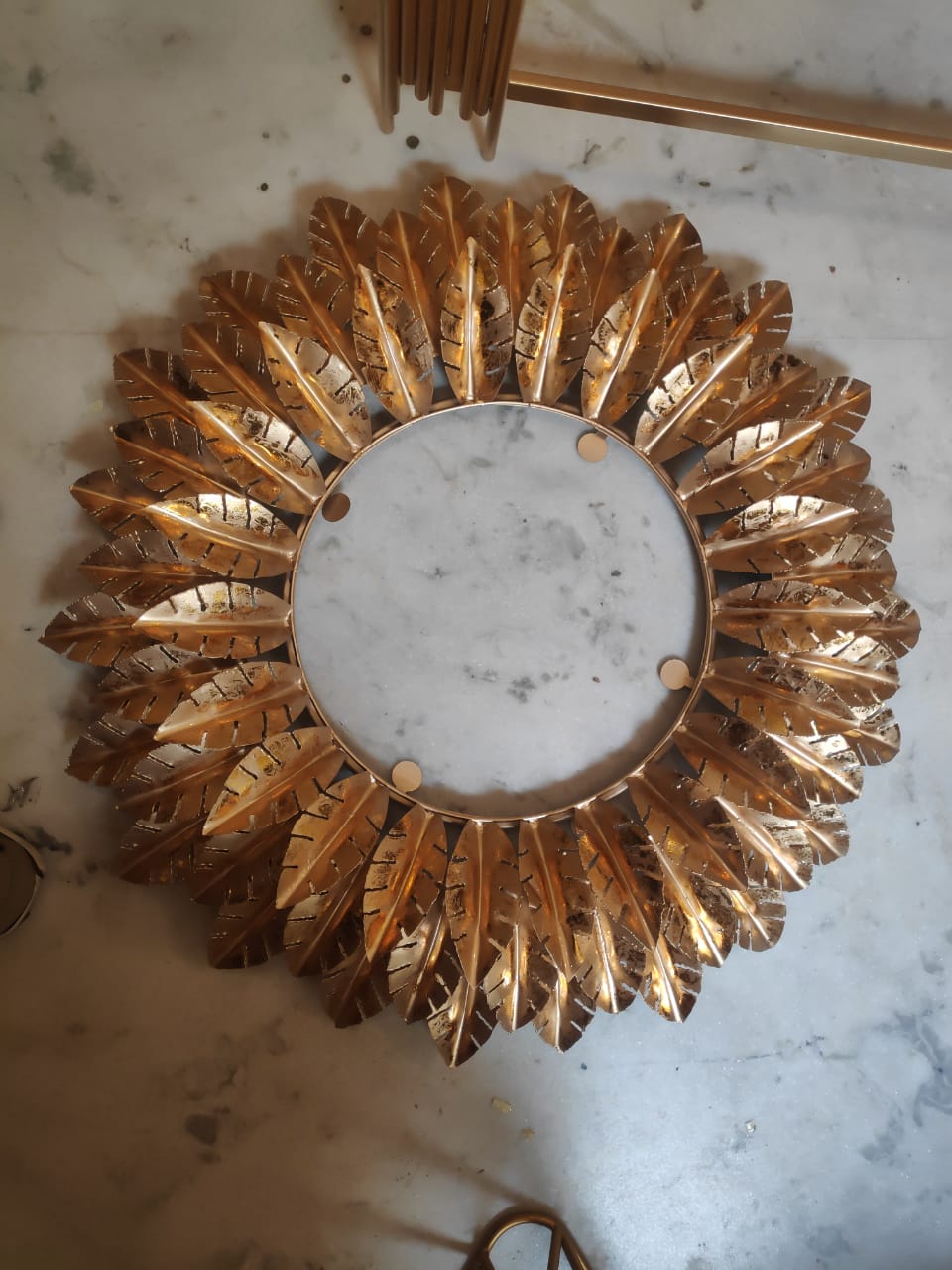 PC Home Decor | Gold Leaf Petal Art Mirror, Gold