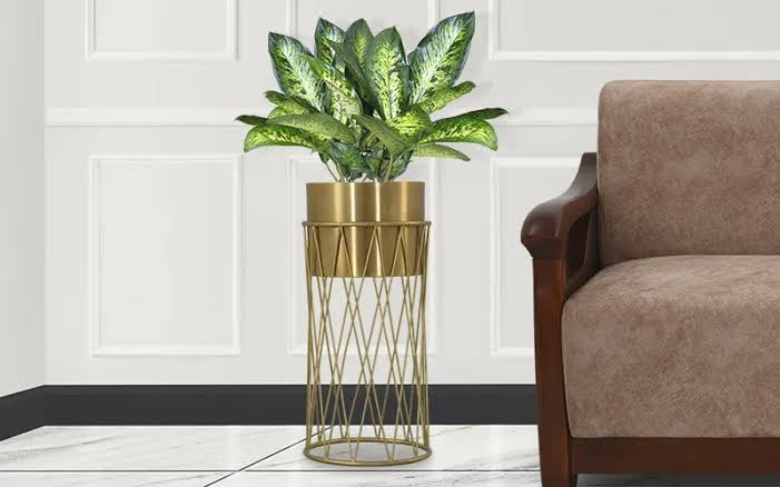 Brass Plating Metal Planter Stand