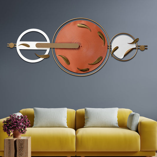Metal Wall Decor For Living Room, Orange and Golden