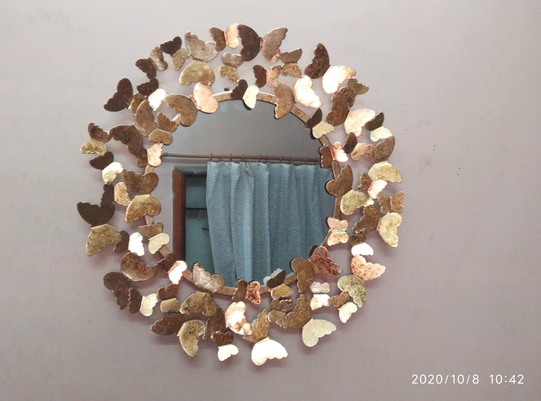 PC Home Decor | Small Metal Butterfly Mirror Wall Decor, Gold