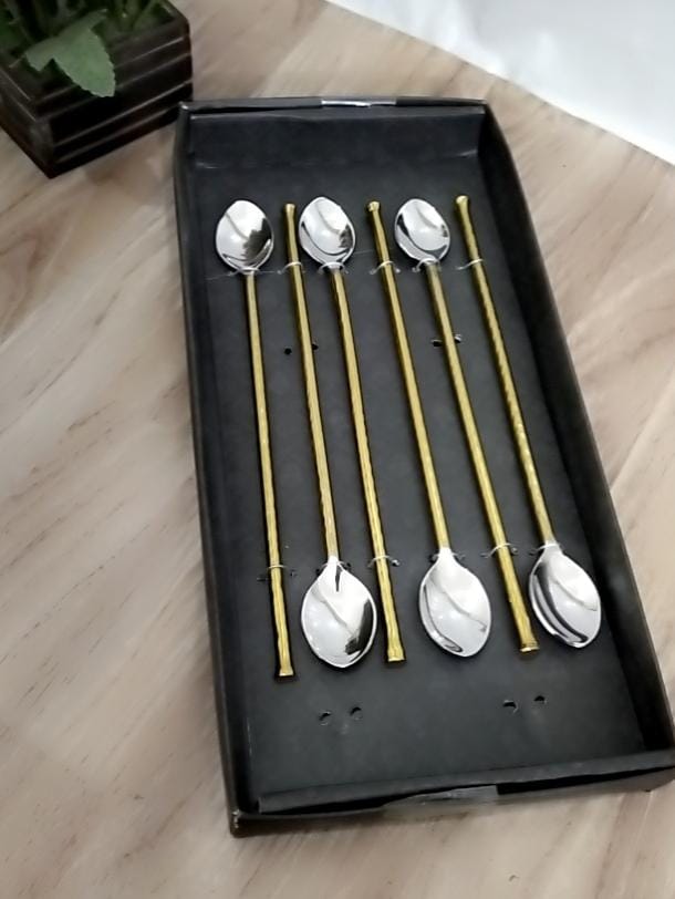 Spoons Stainless Steel Coffee Mixing Spoon Golden Long Handle Cocktail Ice Cream Scoop