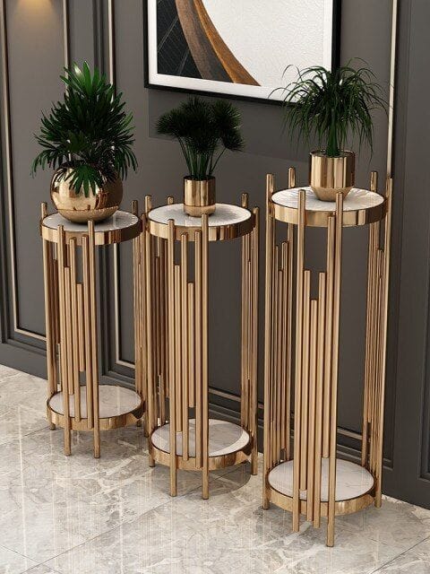 PC Home Decor | Set of 3 Copper Tall Planter Side Tables, Bronze