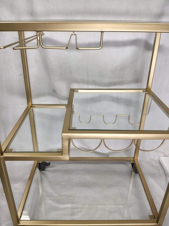 Glass Top Bar Trolley, Gold
