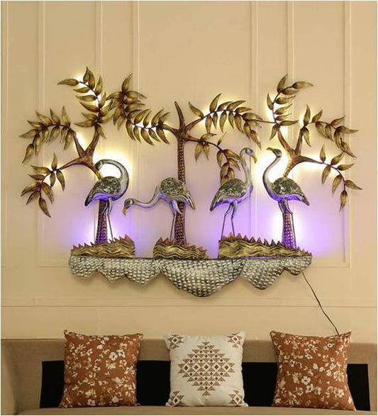 4 Crane Home Decor with LED | Wall Hanging-Wall Art, Multicolor, 36*2*54 Inch