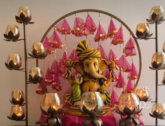 Ganeshji Lotus Diya Set With Stand