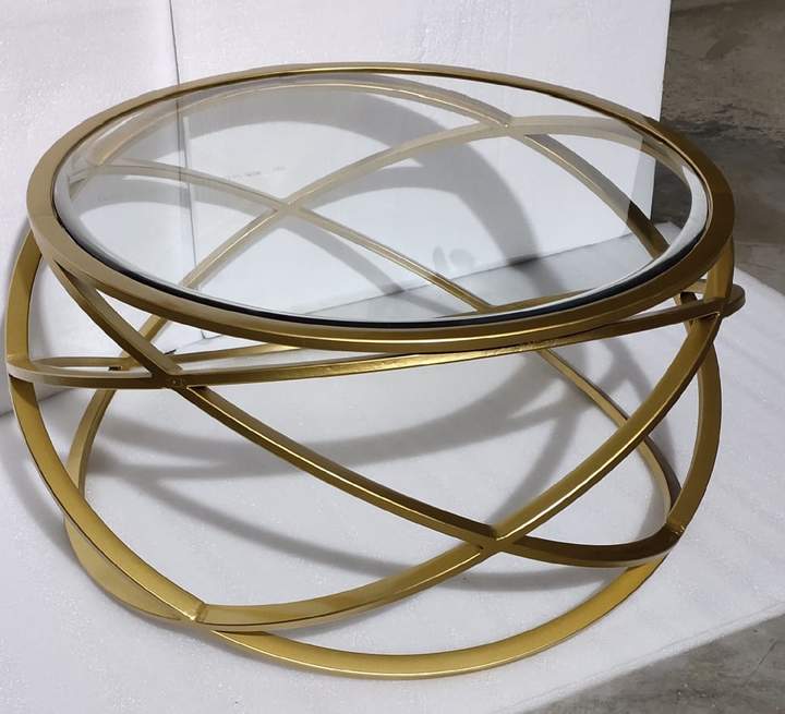 PC Home Decor | Medium Circular Center, Gold Table, Gold