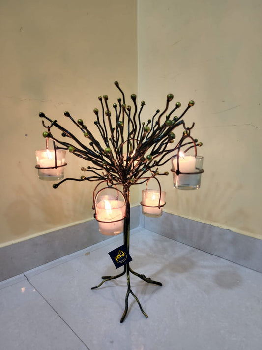 Decor Home With Beautiful Metal Tree With Candle Holder