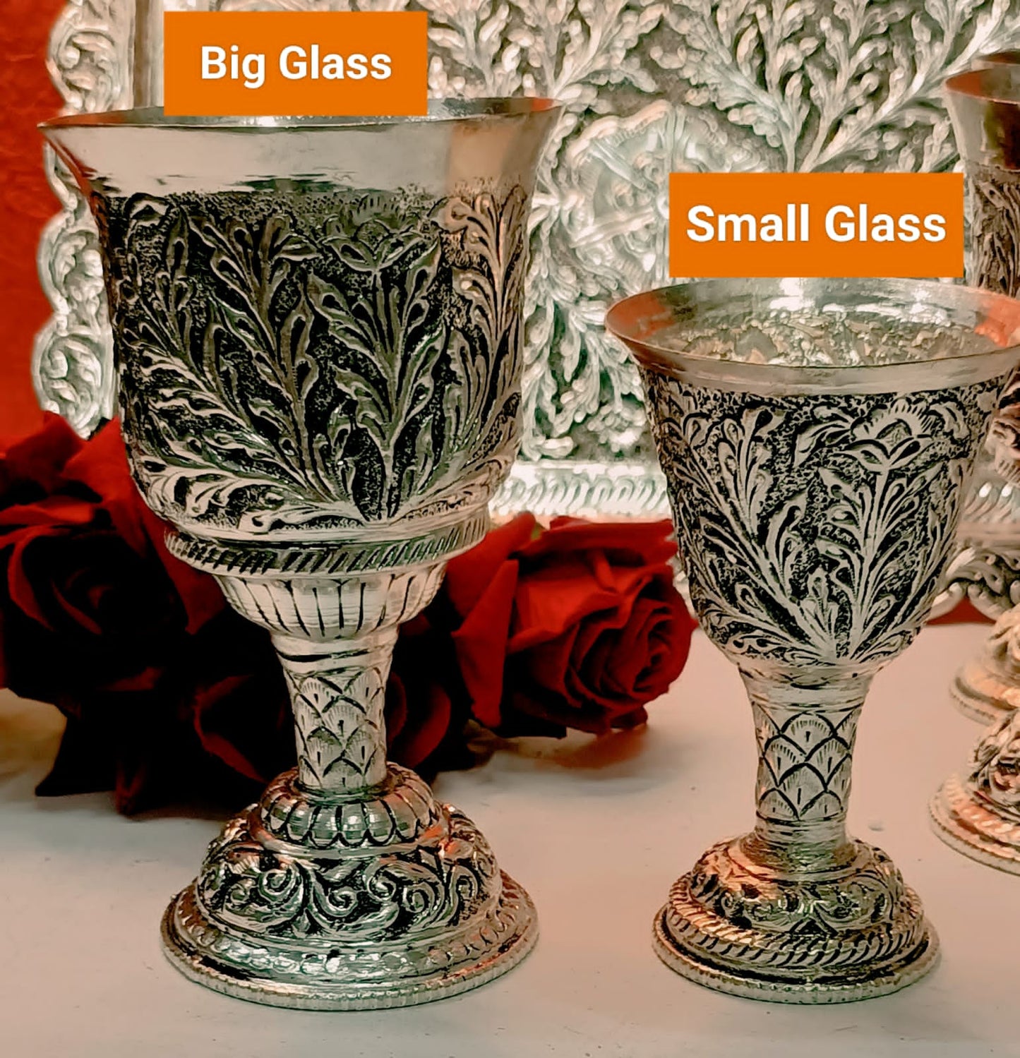 Silver Antique Glasses Set-Timeless Elegance for Sophisticated Sipping