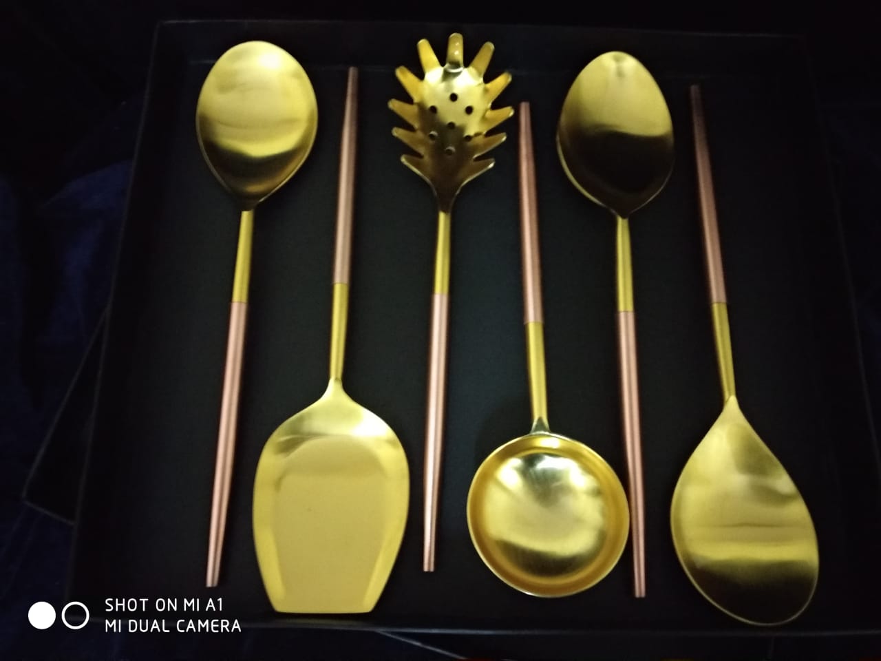 Flatware Stainless Steel Premium Gold Serving Spoons (6 pcs)