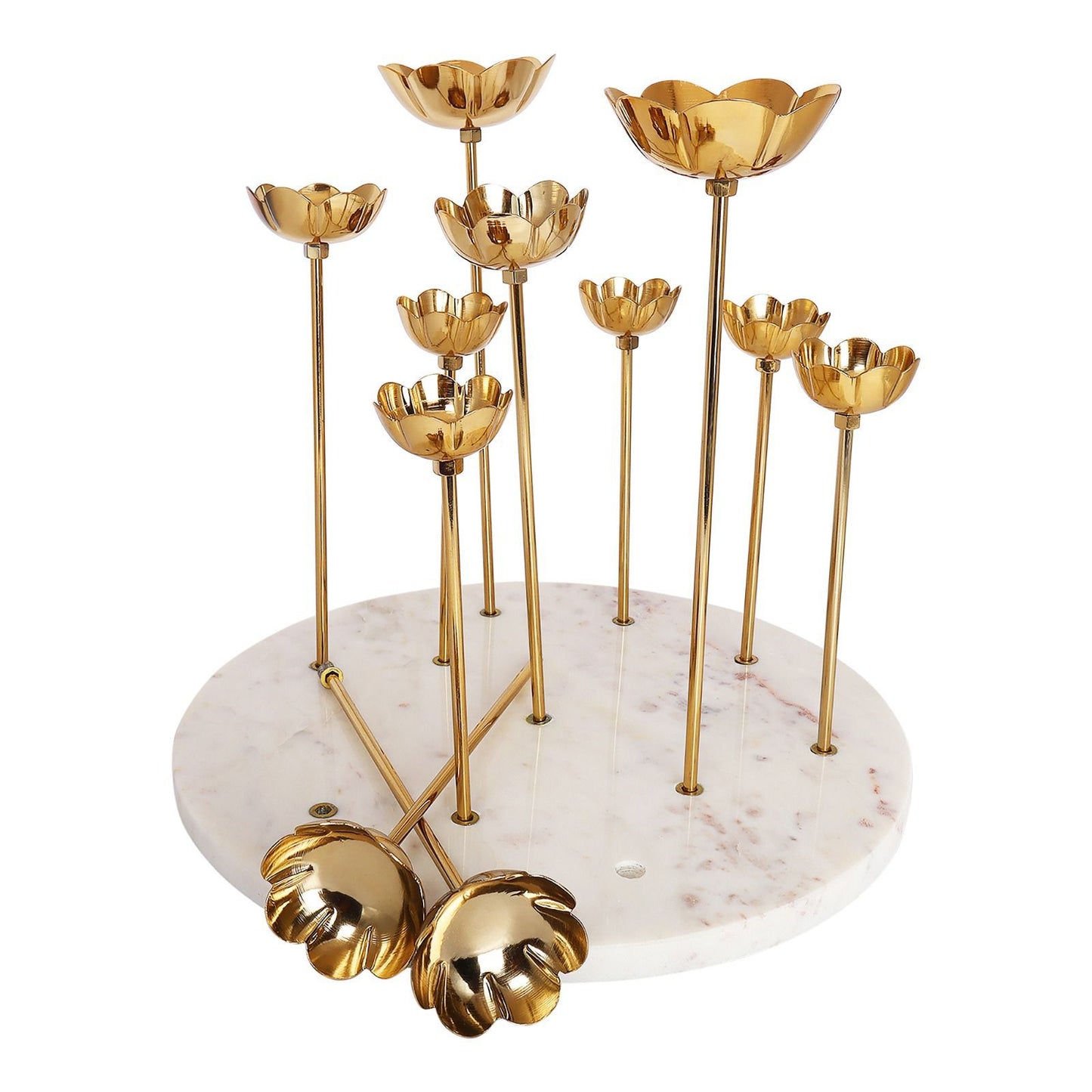 Elegance:Lotus Theme T-light Holder In Brass
