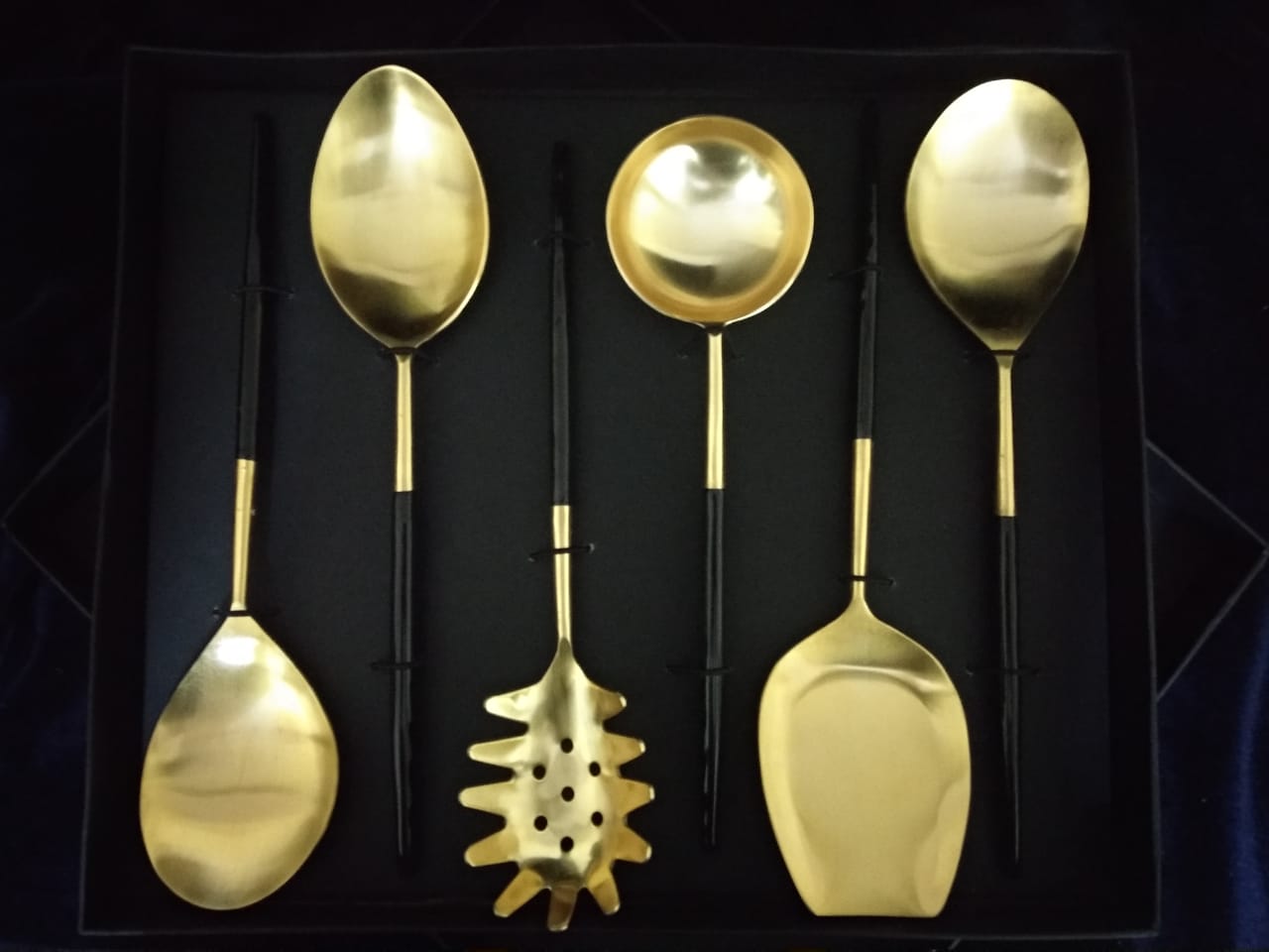 Radiant (Set of 6) Black Colour Stainless Steel Serving Spoon
