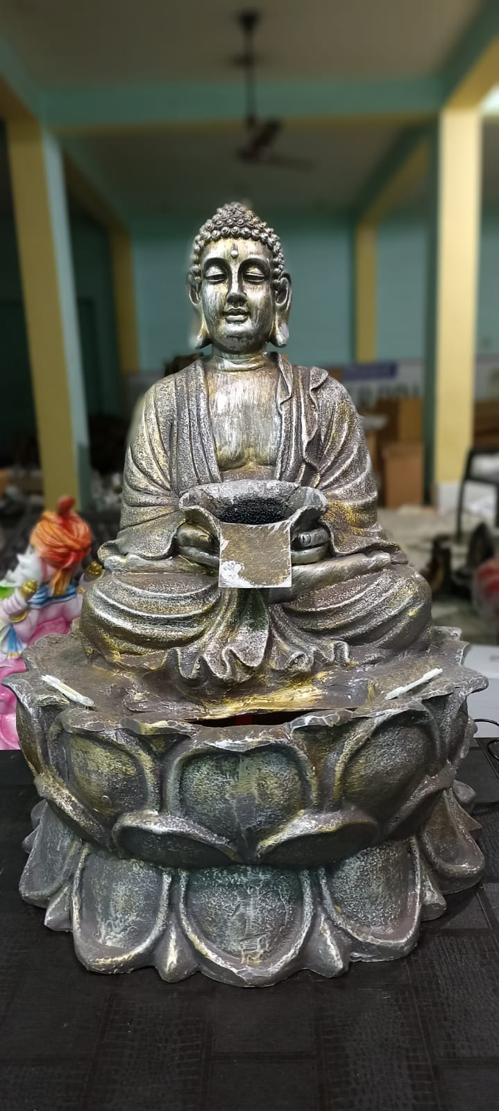 PC Home Decor | Lotus Buddha Fountain with LED, Metallic