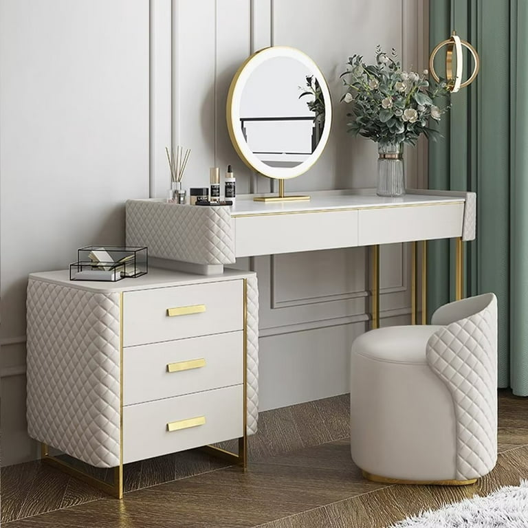 Buy Dressing Table Set with Mirro |Comfortable Stool Drawers Cabinet,Modern Simple Style|For Bedroom – PC HOME DECOR Buy Dressing Table Set with Mirro |Comfortable Stool Drawers Cabinet,Modern Simple Style|For Bedroom – PC HOME DECOR