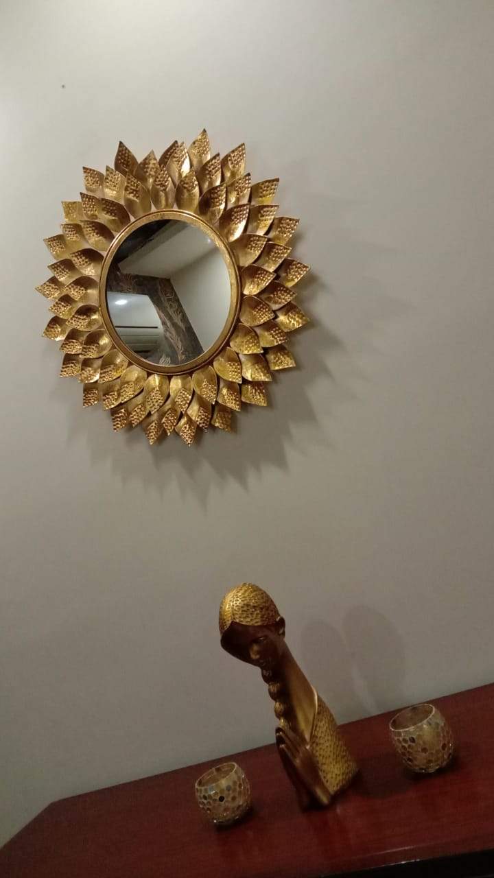 PC Home Decor | Leaf Mirror Wall Decor , Gold