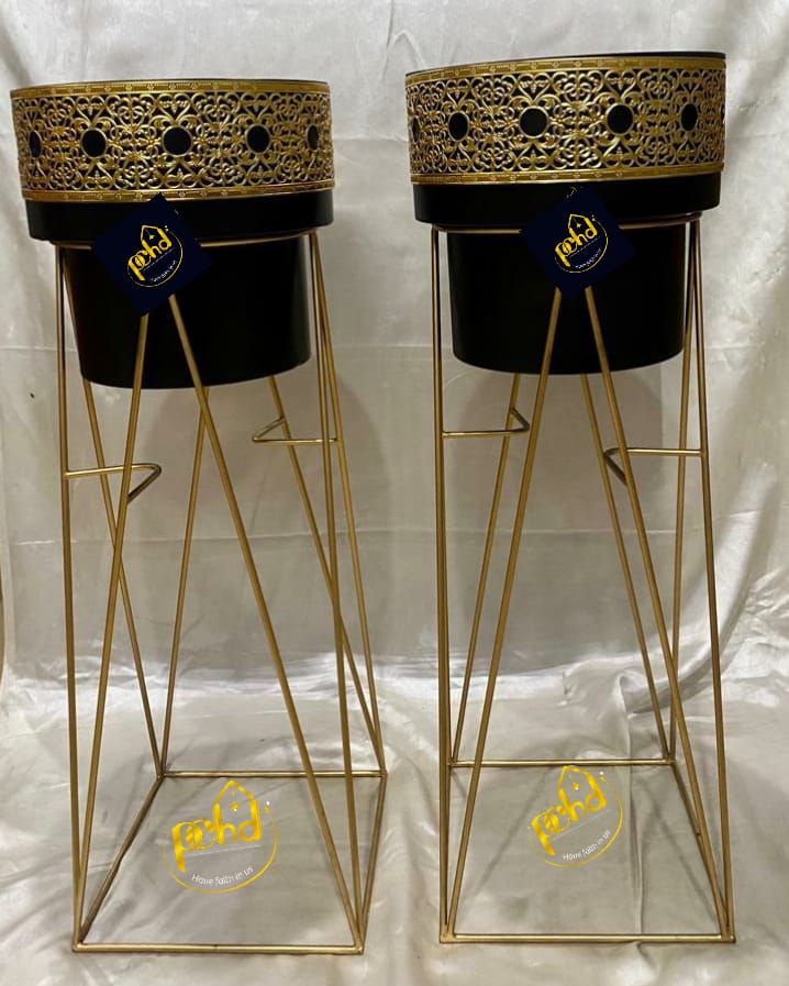 PC Home Decor | Exclusive Planter Set, Black & Gold