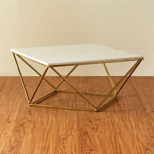 Diamond Centre Table, White and Gold