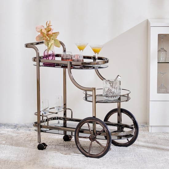 Serve Your Guest With Style In Serving Zola Pattern Trolly, Bronz